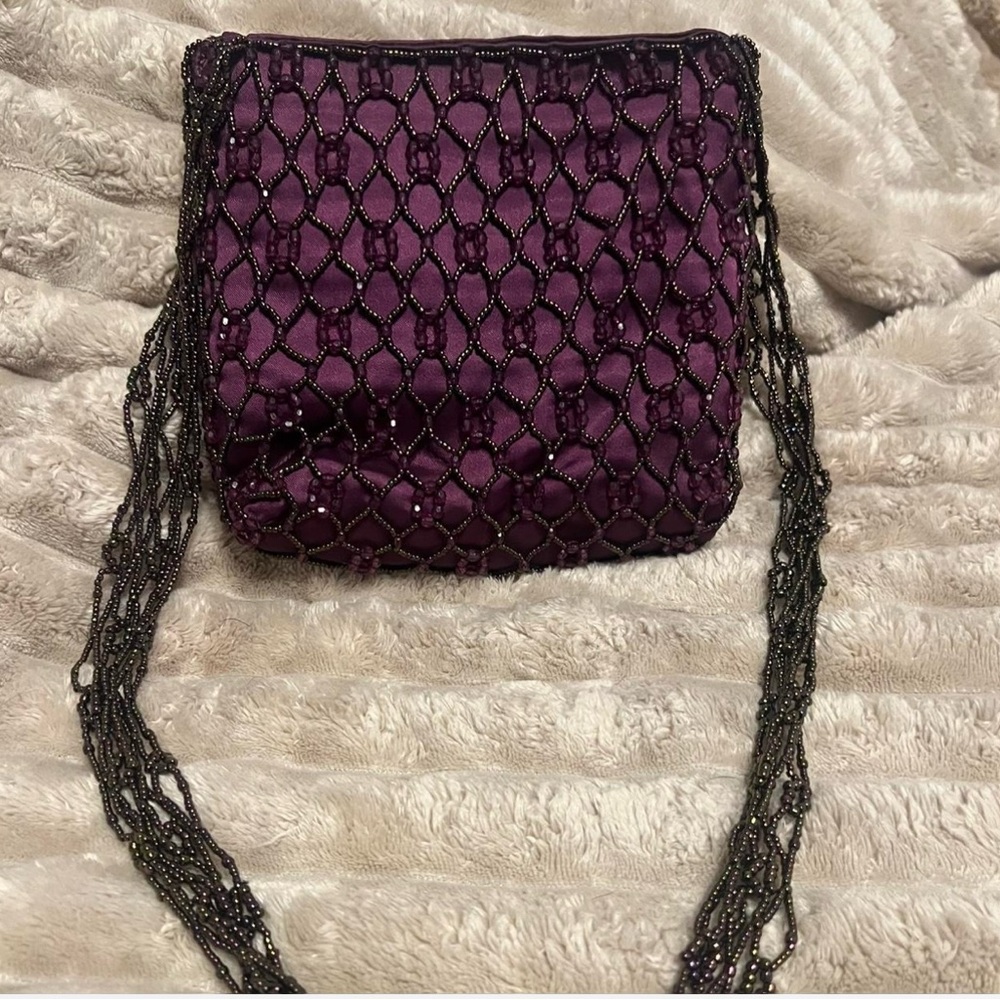 Elegant Purple Neiman Marcus Beaded Women's Bag